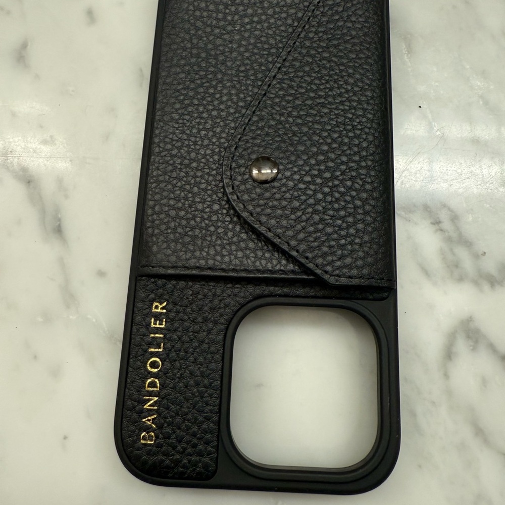 Bandolier Textured Black Phone Case with Gold Accents